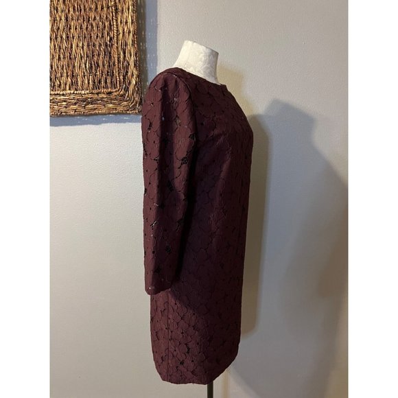 DVF Dress 8 Plum Sarita Flower Stretch Lace Career Church - Picture 6 of 13